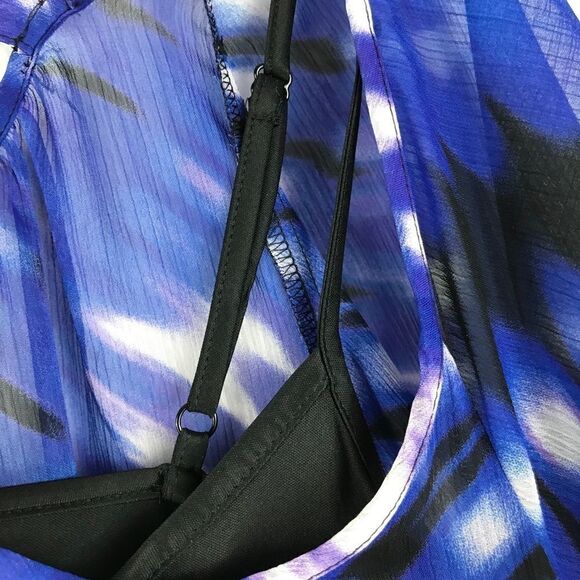 Express Black and Cobalt Tie Dye Chiffon Dress - Picture 8 of 13